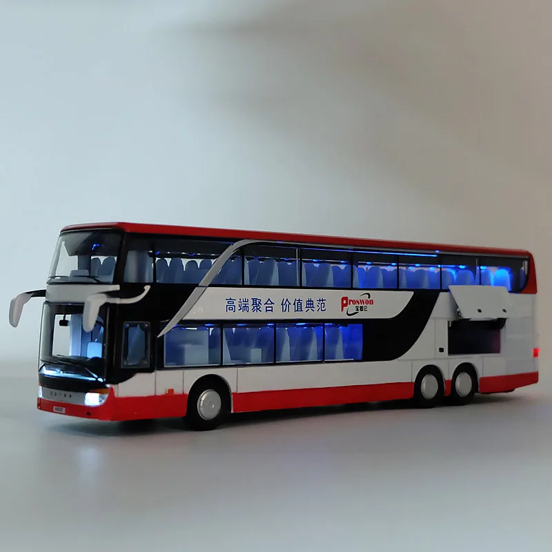 1:32 Obsega Visoko simulacije Zlitine Igrače Dvojno Turistični Avtobus modelov Avtomobilov Utripa Zvok Vozila, za otroke, za Božična darila