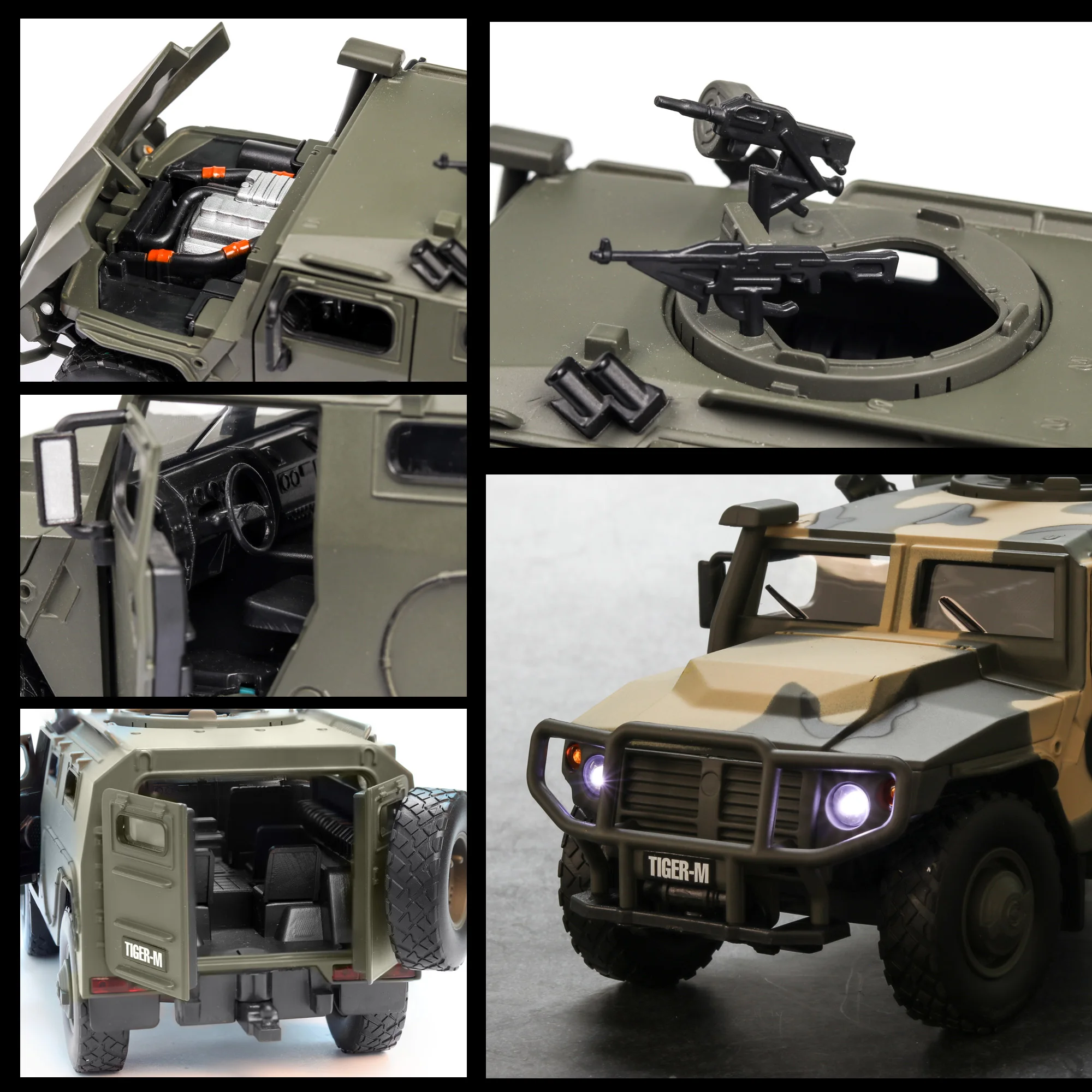 1:32 Rusija Tiger-M Eksplozije dokaz, Oklepna vozila z zvokom in svetlobo, visoko simulacije zlitine igrača avto model igrača za Kovino Model