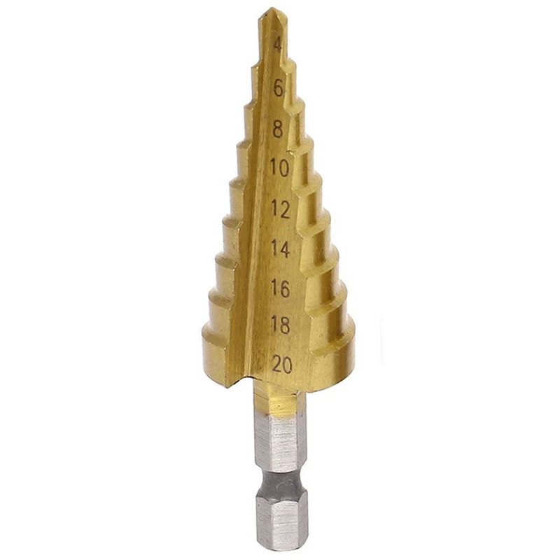 1/4-palčni Hex Kolenom 3-12 4-20 4-12 mm Titanium obložene Korak Drill Bit Set