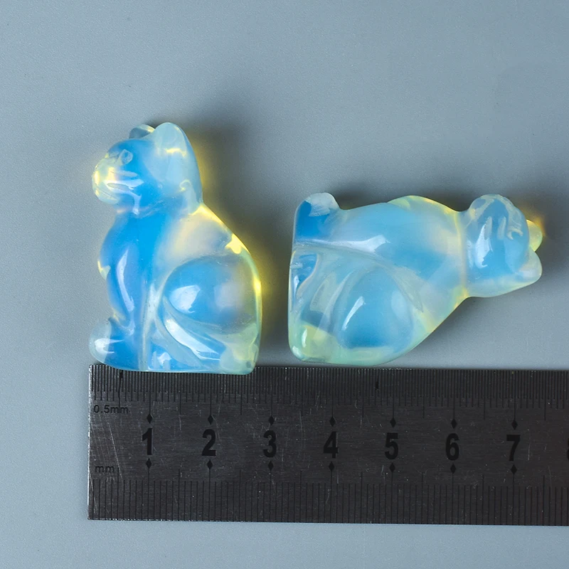 1.5 inch Opalite mačka Figurice Mini Živali Obrti Vklesan mineralne Zdravilne kvarčni kristali Kip za otroke Domov Dekoracijo