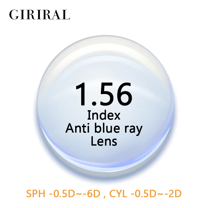 1.56 Indeks CR-39 Anti blue ray leče za oči računalnik očala na recept optični kratkovidnost branje jasno, očala, leče #1.56 FLG