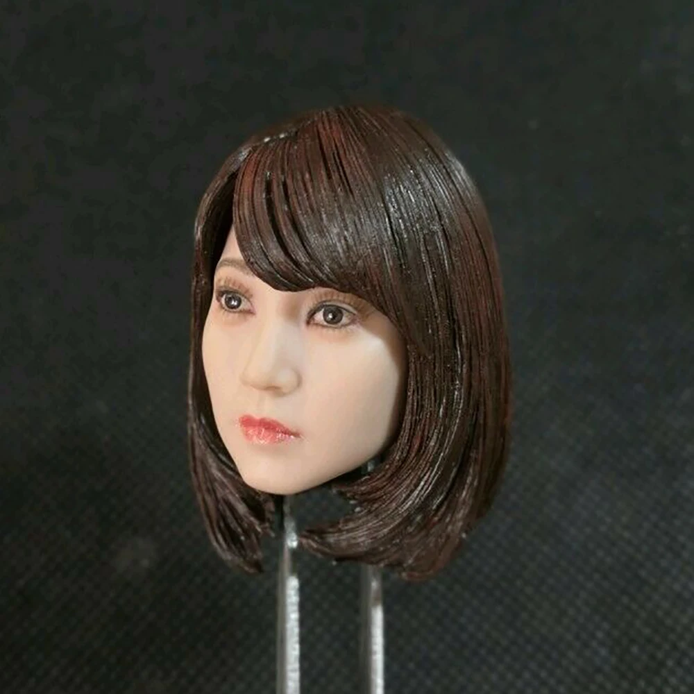 1/6 Ženska Rjava korejski igralka kratke lase Azijska lepota dekle glavo skulptura za 12inches femal telo