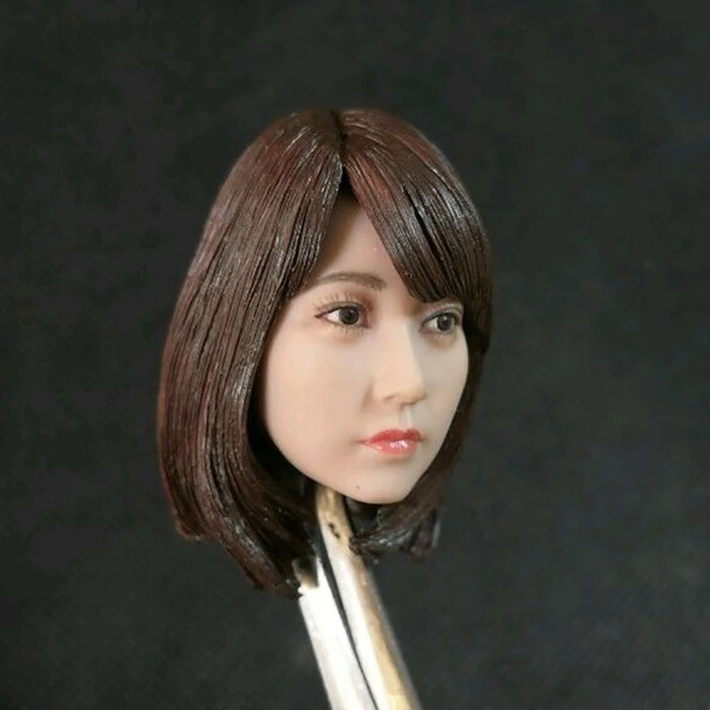 1/6 Ženska Rjava korejski igralka kratke lase Azijska lepota dekle glavo skulptura za 12inches femal telo