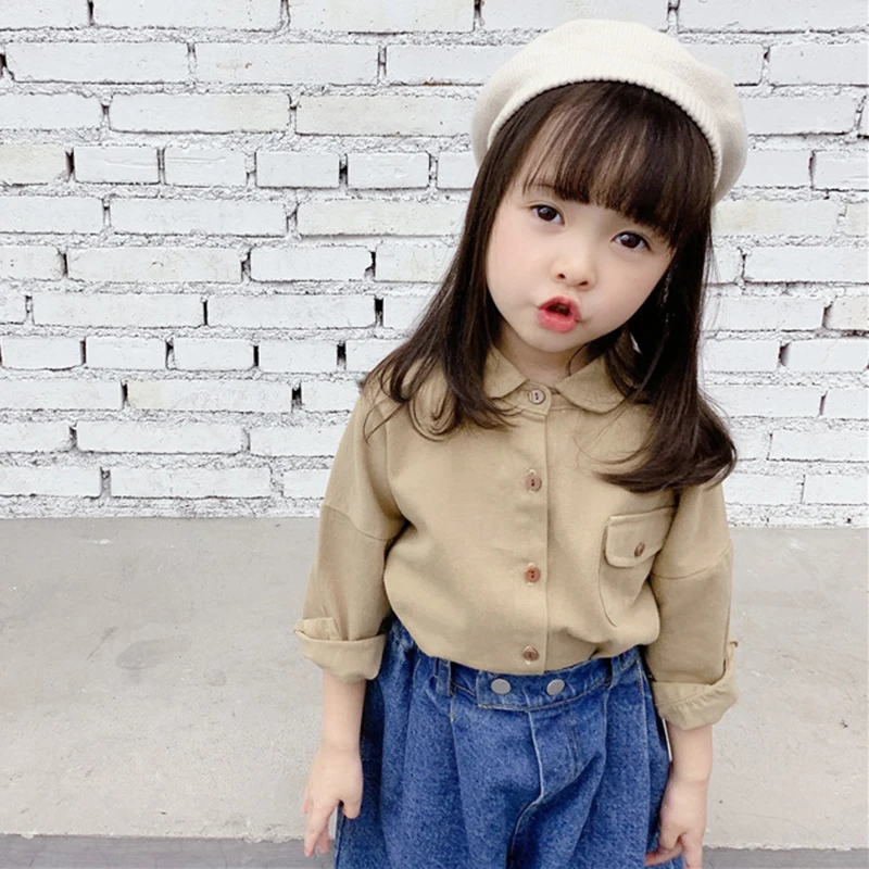 1-6Yrs Pomlad Jesen korejski Baby Dekleta, Vezenje na Majice Otrok, otroške Majice, Nove do leta 2020 Baby Dekleta z Dolgimi Rokavi