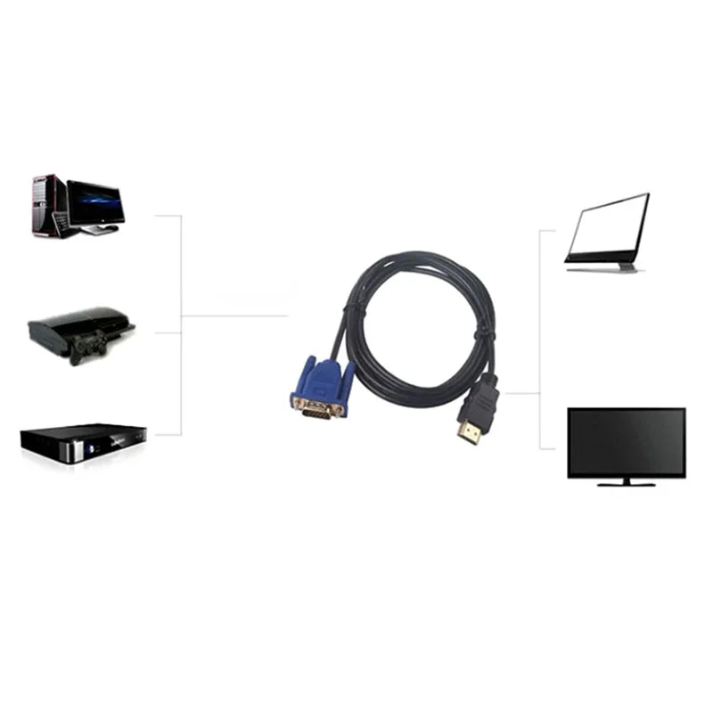1.8/3/5/10m 1080P HDMI na VGA 15Pin Moški Kabel Adapter Vodijo za HDTV HD LCD-NK-Nakupovanje