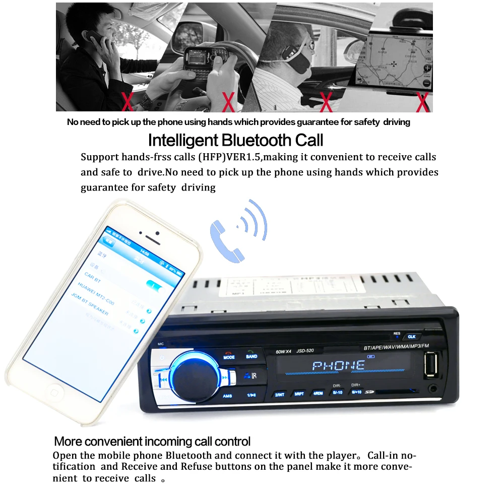 1 DIN avtoradia Car audio FM Bluetooth, MP3 Avdio Predvajalnik Bluetooth mobilni telefon Handfree USB/SD Avtomobilski Stereo Radio V Dash Aux Vhod
