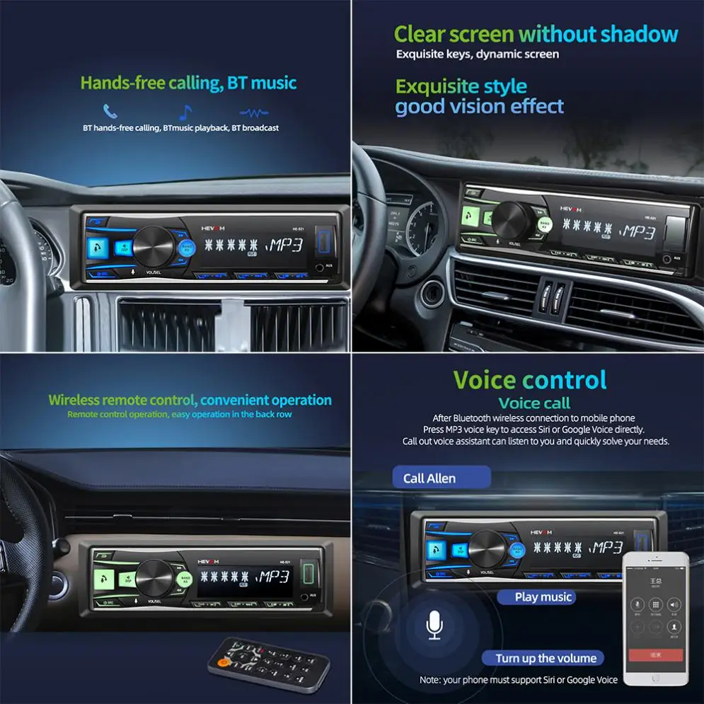 1 Din avtoradia za Večpredstavnostna Glasovni Nadzor Bluetooth Avdio Predvajalnik Snemljiv Sprednji Panel Združljiv z Mobilno APLIKACIJO Navigacijo
