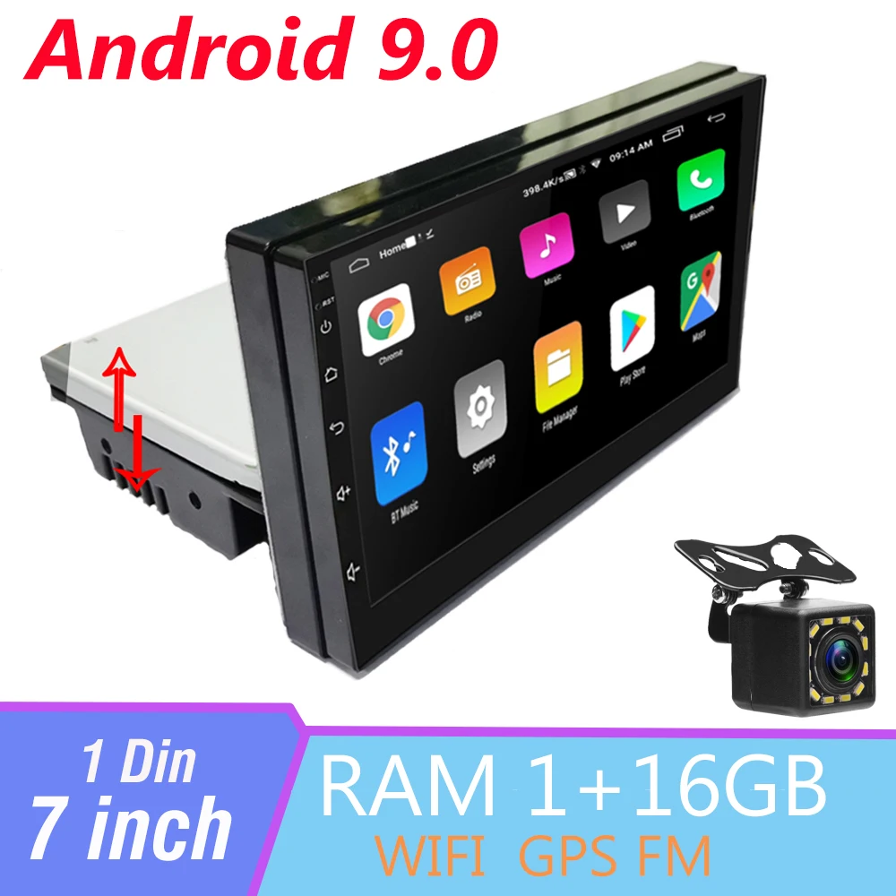 1 DIN Nastavljiv 7 Palčni Avtomobilski Stereo Radio Android 9.0 FM 1080P Quad-Core GPS Navigacijo, avtoradio, Predvajalnik Univerzalni auto