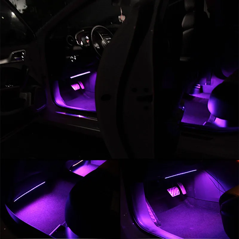 1 Določa Avto RGB LED Trak Svetlobe RF Daljinski/Telefon APP Nadzor Pisane Okrasne Vzdušje Svetilke Avto Notranje zadeve Okoljske Svetlobe