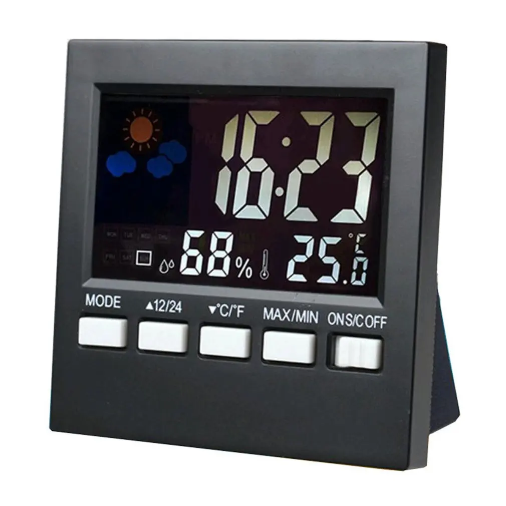 1 Kos Barvni Zaslon Vremenske Postaje Termometer, Temperaturo Pomnilniški Alarm Foldaway Stojalo Velik Zaslon SN192