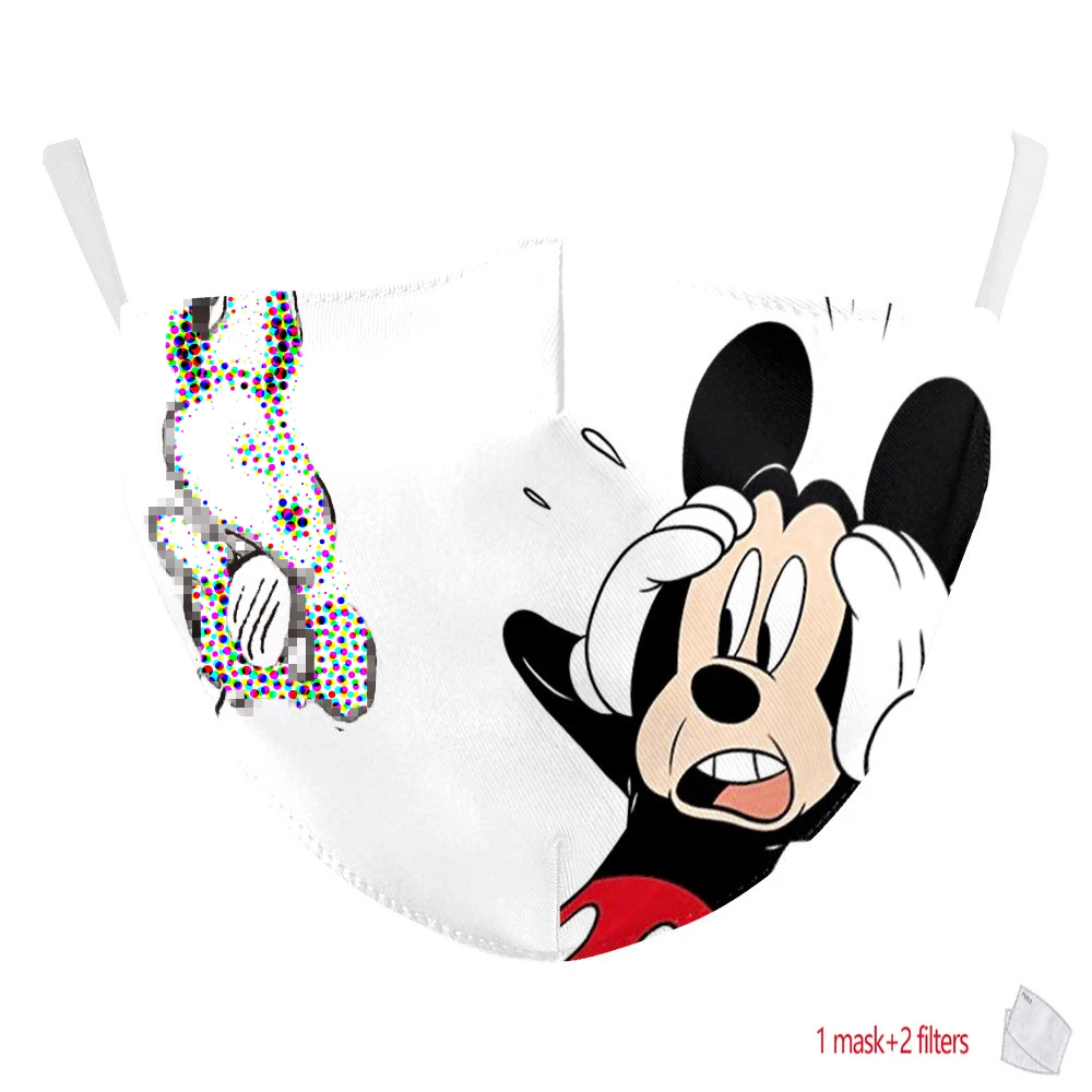 1 KOS Disney Odraslih Masko Mickey, Donald Duck Vzorec Maske za Obraz, Usta 3D Masko Stroj za enkratno uporabo z 2 Brezplačno Filtri Anti-Masko za prah