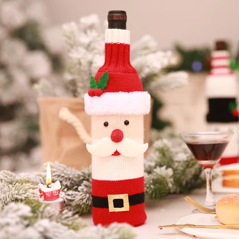 1 Kos Snjegović Božič pletenje nogavice, sladkarije, darilne vrečke Piva, Vina, steklenica določa Božični Okraski, Blago Božič Nogavice