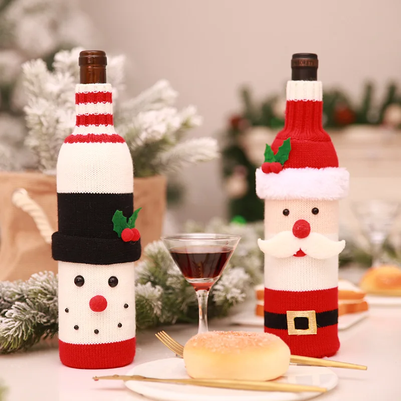 1 Kos Snjegović Božič pletenje nogavice, sladkarije, darilne vrečke Piva, Vina, steklenica določa Božični Okraski, Blago Božič Nogavice