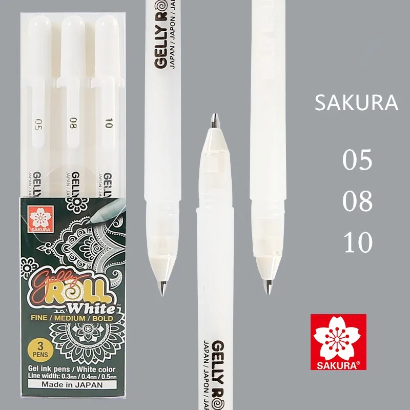 1 Nastavite Japonska Sakura Gelly Roll Gel Črnila Pero Bele Barve 05/08/10 Skici Označite Marker Pero za Risanje ustvarjalce XPGB