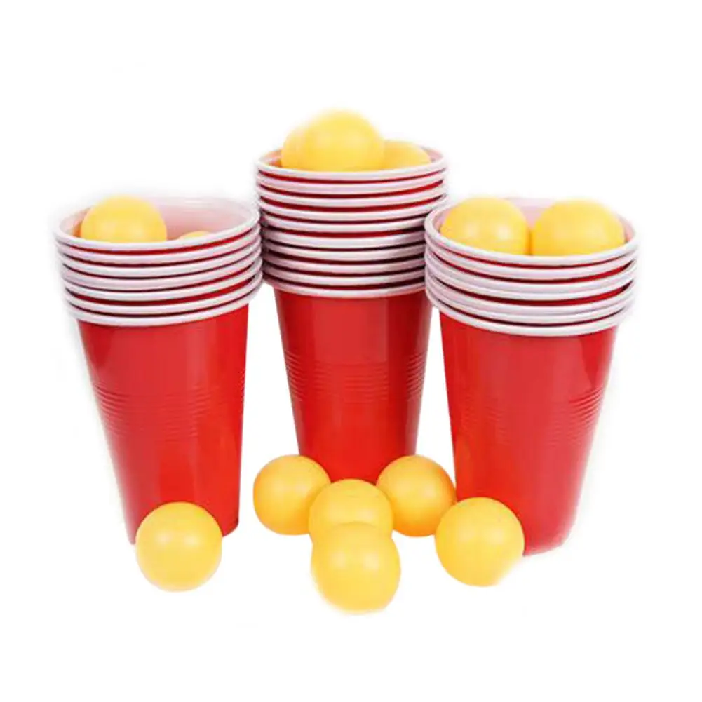 1 Nastavite Ping Pong Očala Igre Metanje Pitne Rekviziti Pivo Pong Nastavite 24 Rdeče Skodelice Ping Pong Žogice
