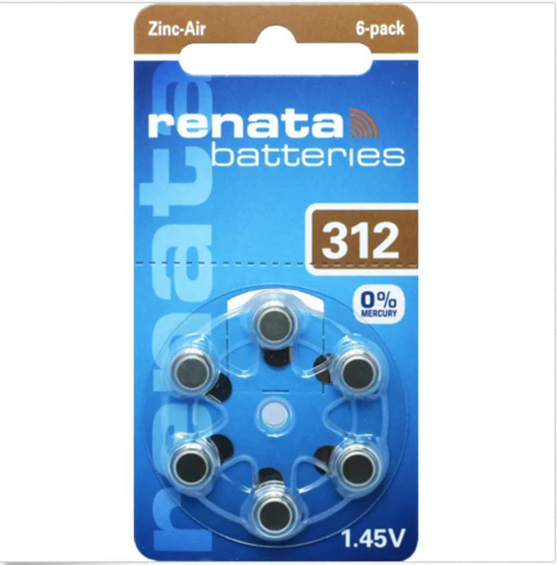 1 paket (6pcs) Renata Cink zračne baterije Velikosti 312 P312 PR41 Slušni Baterije