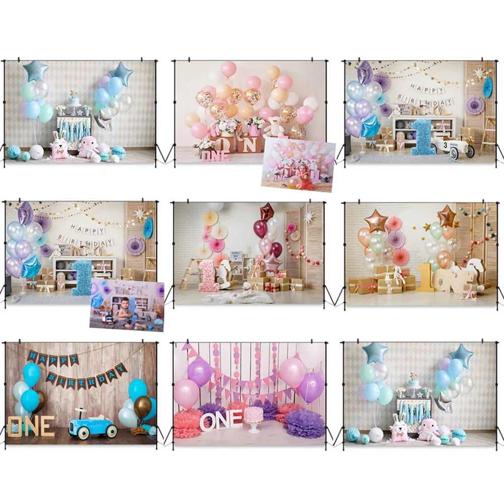 1. rojstni dan Torta Razbiti Fotografija ozadje Baby balone, Party Novorojenčka ozadju Dekle, Fant rojstni dan photocall torto Ozadje