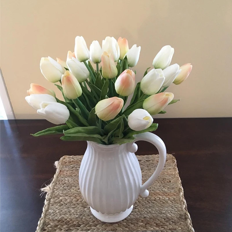 10 20 30 Glav Umetno Cvetje Pravi Dotik Tulipani Poročne Šopke Cvetja Ponaredek PU Tulipani za Poročno Dekoracijo Doma Vrt