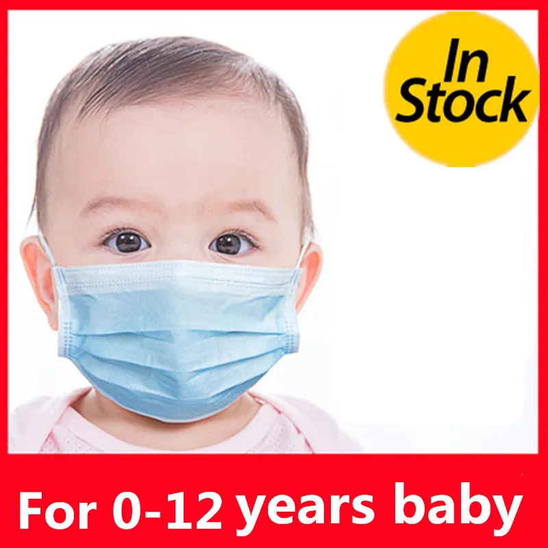 10-200pcs Masko 0-12Years Razpoložljivi Otrok Masko 3 Plast Respirator Fantje Non-Woven Maske Otroci Usta Masko Za Dekleta baby