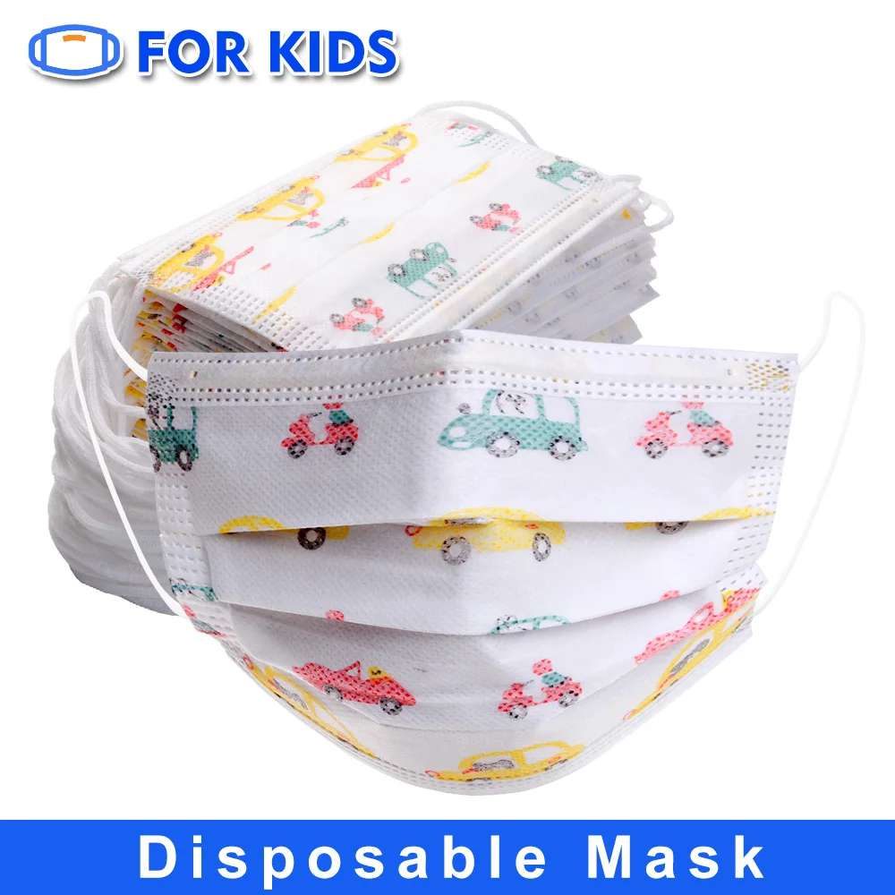 10/50/100/200Pcs Otrok Otroci Dustproof Risanka Avto Maska za Enkratno uporabo za Odrasle Maske 3Layer Anti-Prah Onesnaževanja Maske Tkanine, Meltblown
