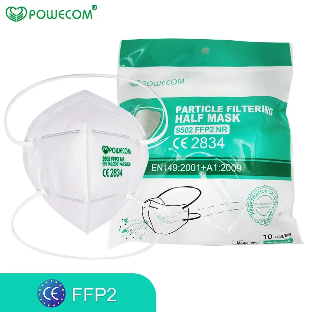 10-50PCS Večkratno uporabo FFP2 Maska Zaščitna Higiensko Usta Kritje Masko s 5 slojni Filter za Prah Obrazno Masko CE Certificiranje
