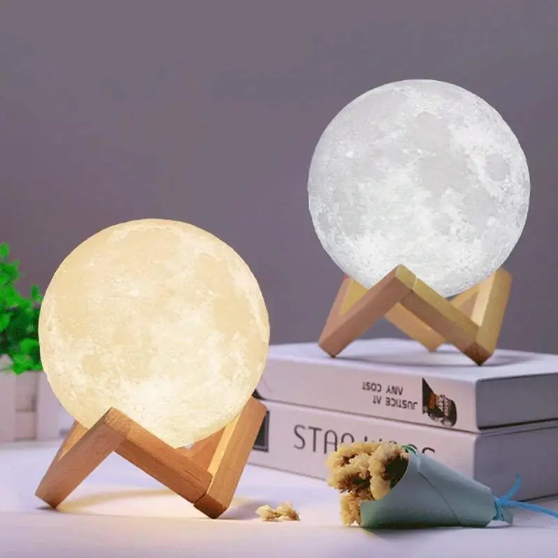 10 cm/15 cm USB za Polnjenje 3D Tiskanja LED Luna Lučka 3 Barve Dotik Zatemniti Noč Svetlobe Moon Light Doma Okras, Darilo za Rojstni dan