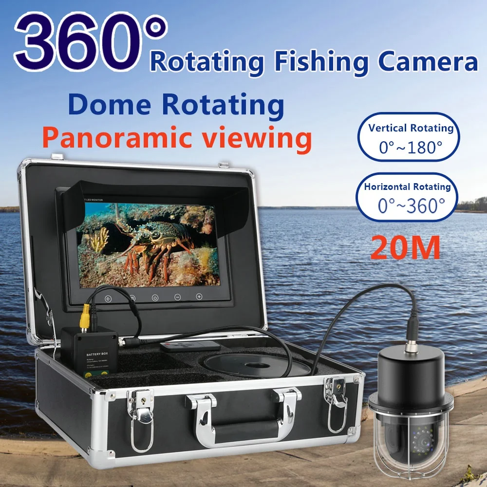 10 Inch 20m/50m/100m Podvodni Ribolov Video Kamero, Fish Finder IP68 Vodotesen 20 Led 360-Stopinjski Vrtečih Panoramske Kamere