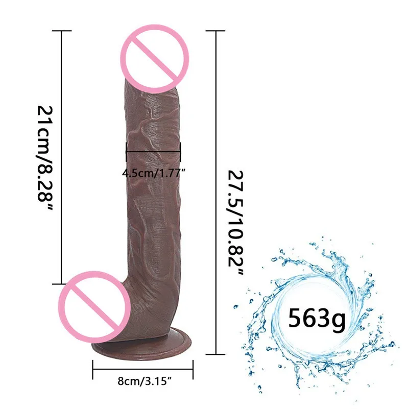 10 Inch Rjava Big Realističen Dildo z veliko Sesalno Pokal za Roko-Free Play Vagine, G-spot Analni Simulacijo Adult Sex Igrača za Ženske