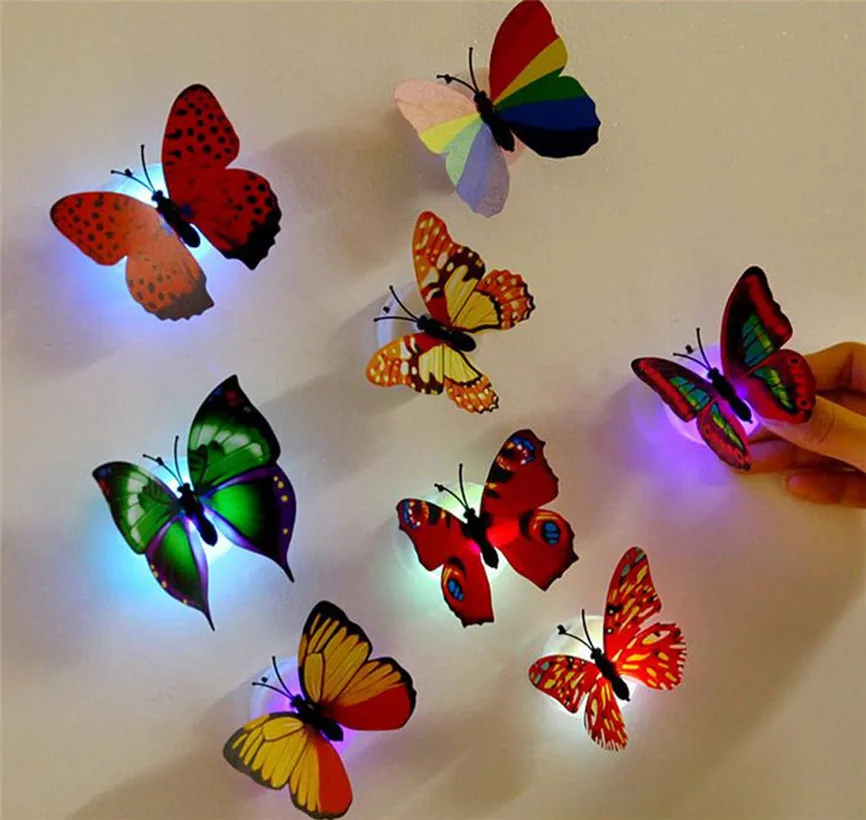 10 Kos DIY Stenske Svetlobne Nalepke Metulj LED Luči Stenske Nalepke 3D Hiša Dekoracijo