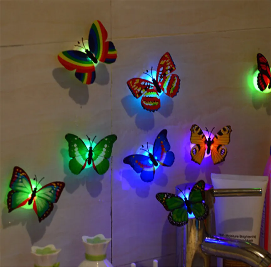 10 Kos DIY Stenske Svetlobne Nalepke Metulj LED Luči Stenske Nalepke 3D Hiša Dekoracijo