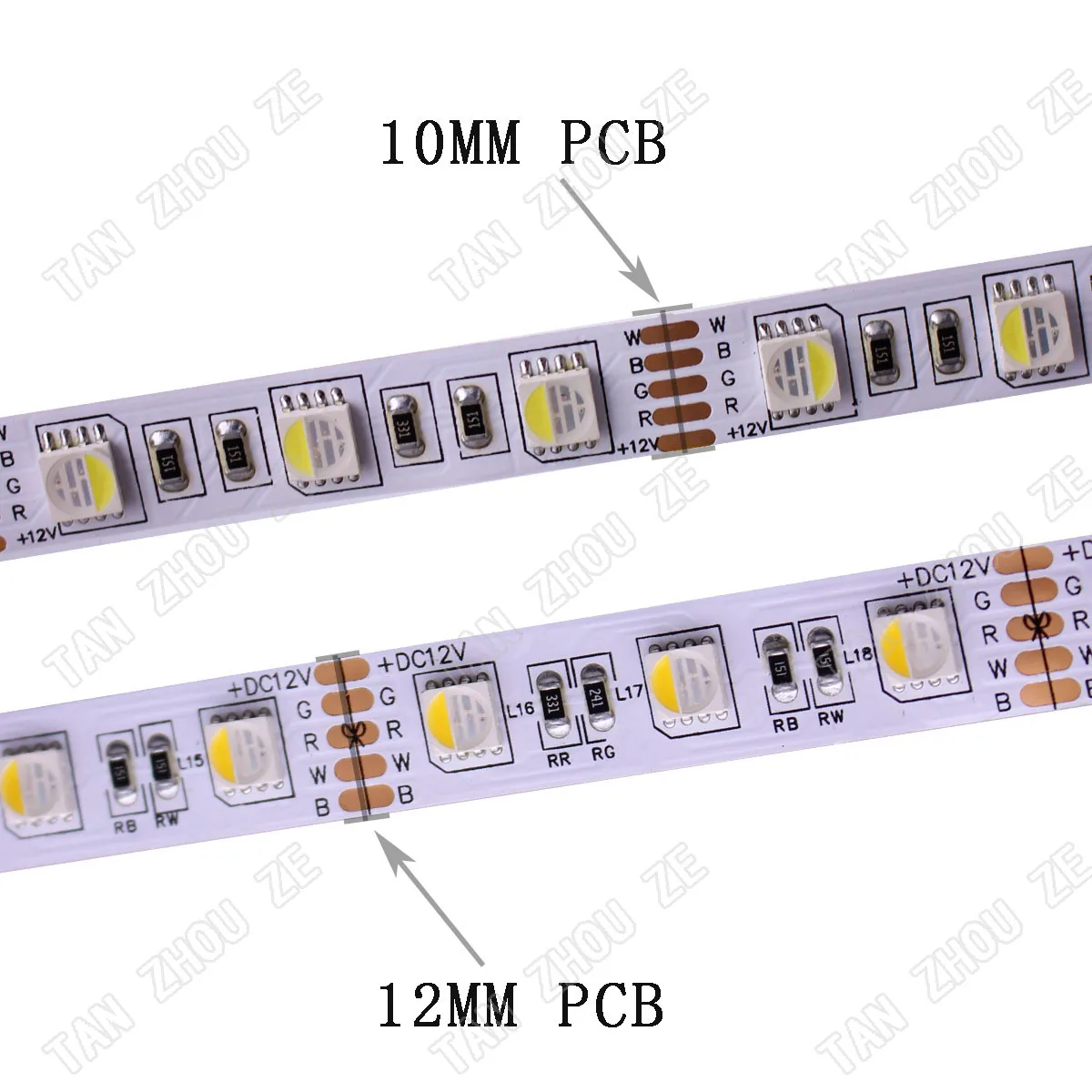 10 MM PCB RGBW LED Trak 5050 DC12V Prilagodljive Luči RGB+Bela / RGB+Topla Bela 4 barve v 1 LED Čip 60 LED/m 5m/veliko.