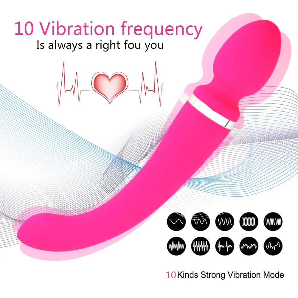 10 Način, Izključi zvok, Dvojni Dildo Vibracije G Spot Vibrator Za Ženske Polnilna AV Čarobno Palico Massgaer Klitoris Vibratorji Adult Sex Igrače