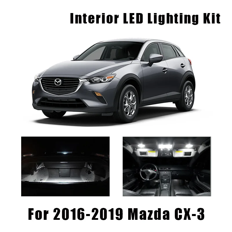 10 Žarnice Bele LED Avto Zemljevid Dome Luč Notranjost Kit Primerni Za Mazda CX-3 CX3 2016 2017 2018 2019 Trunk Tovora registrske Tablice Lučka