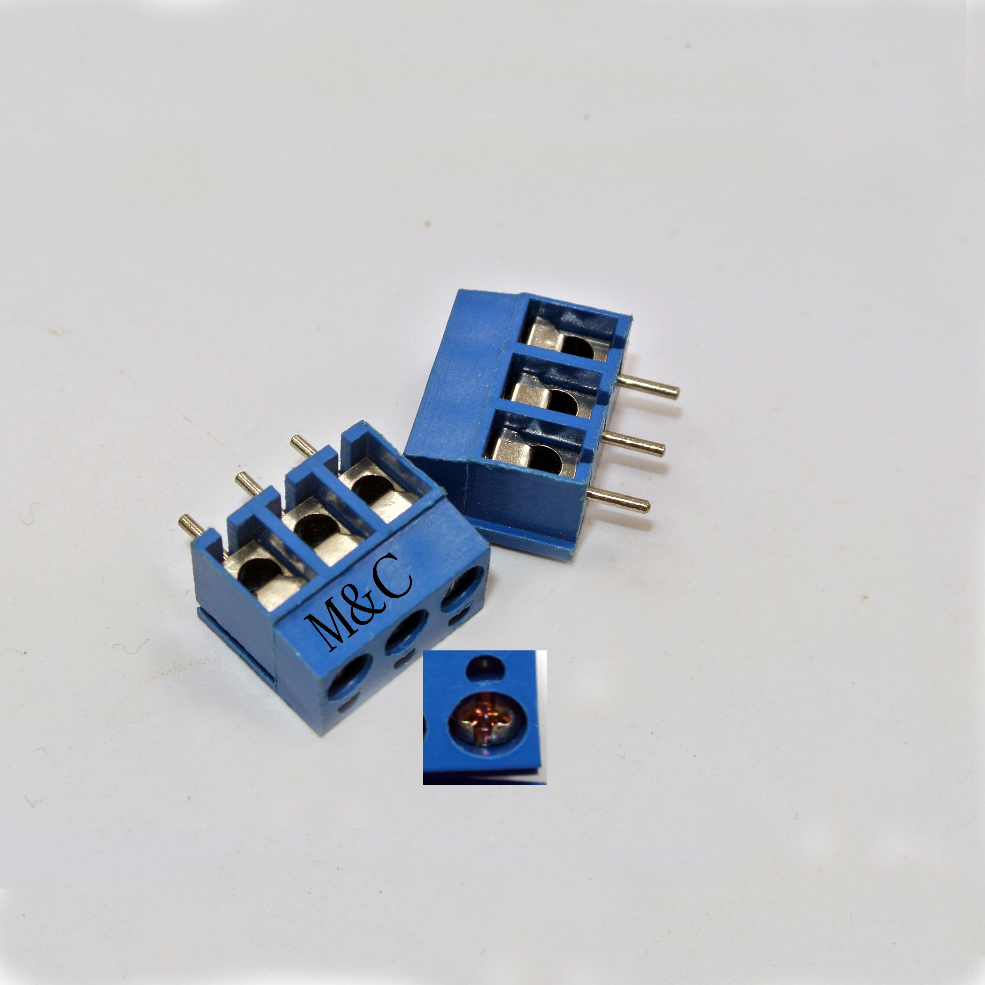 100 kos 3 Pin Vijak modra Phillips PCB Terminal Blok Priključek 5mm Igrišču