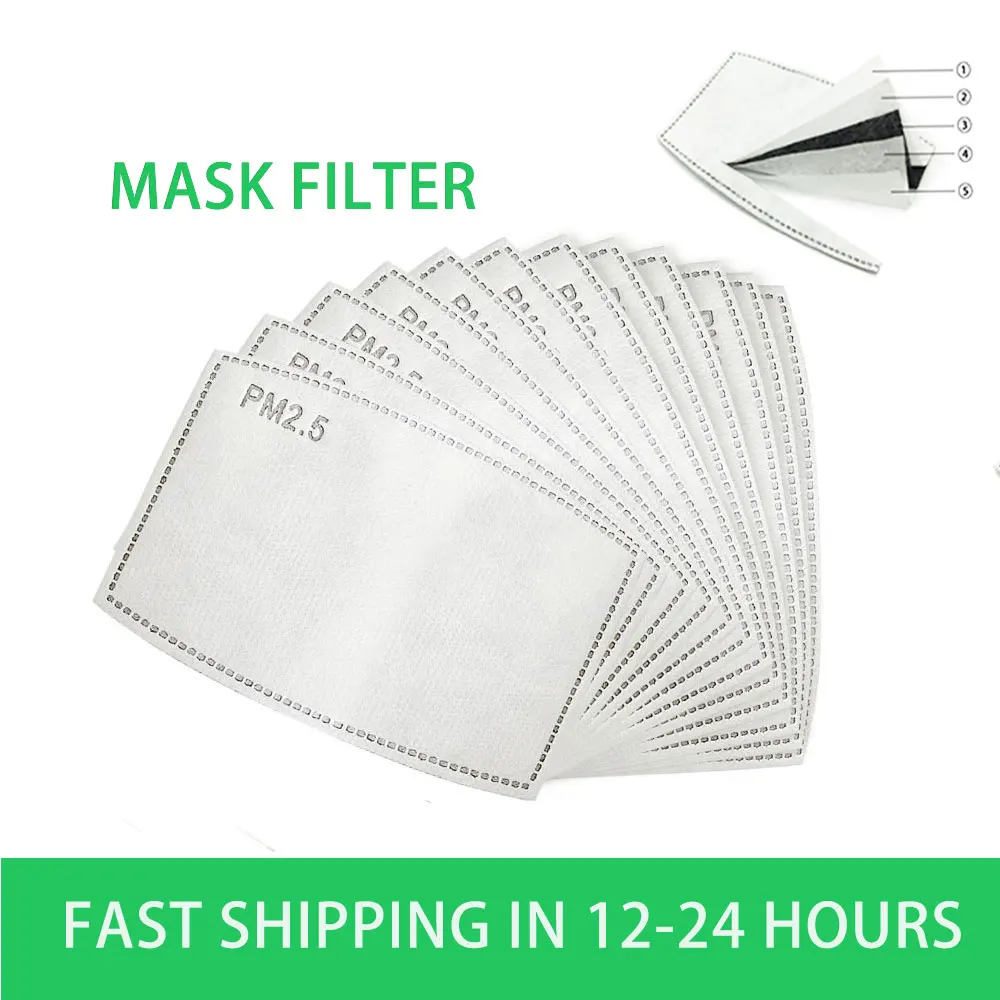 100 kos/Veliko 5 Plasti PM2.5 Masko Filter Papir Proti Prahu Usta Maske oglje, Filter za Zdravstveno Varstvo Odraslih Otrok, otroci