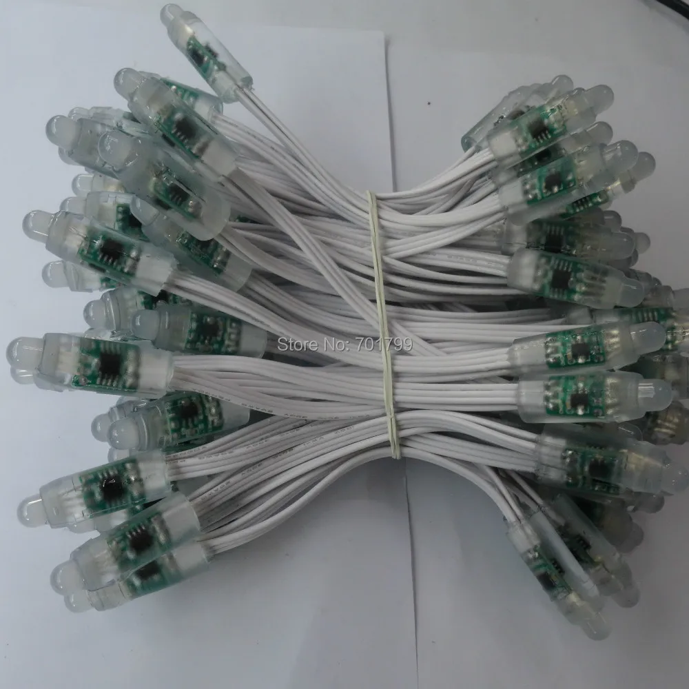 100 kozarcev DC12V naslovljive 12 mm WS2811 led smart pixel vozlišče,z vse BELO žico(20AWG),IP68 nazivna;z 13.5 mm podaljšek