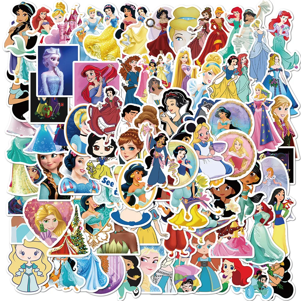 100 kozarcev Disney Princesa Aurora Snow White Belle Nalepke, Laptop Skateboard Prtljage Decals Spalnica Steno Jasmina Grafiti Nalepka
