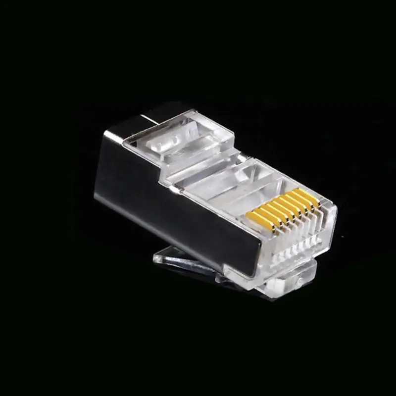 100 kozarcev Kristalno 8Pin RJ45 Vtič Kovinski Zaščita Omrežja Priključek za Kabel Adapter za Cat6 Rj45 Ethernet Kabla Glavo