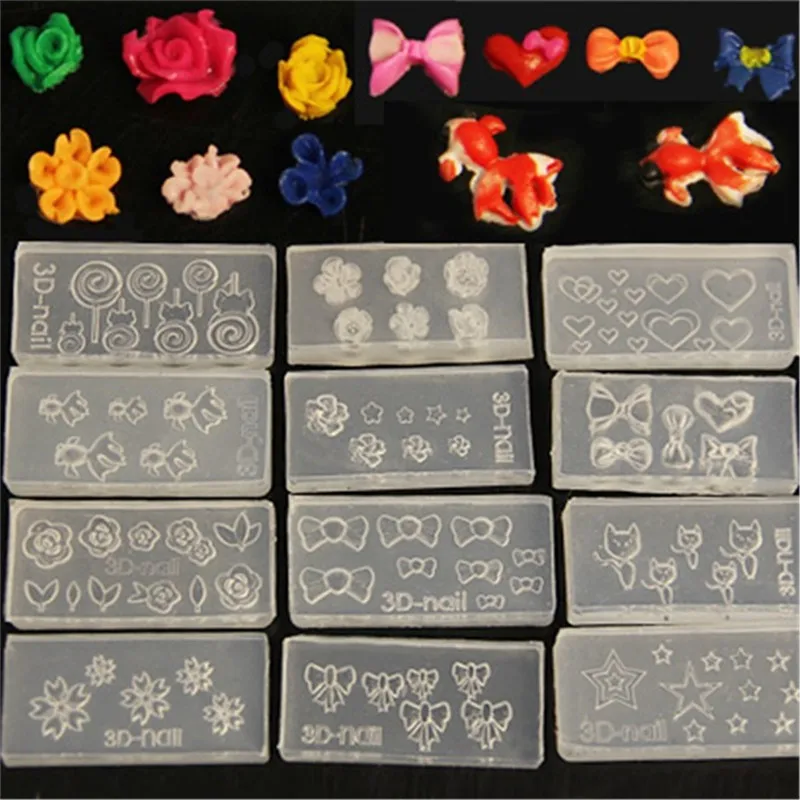 100 kozarcev/Set iz Silikona, DIY 3D Stamping Nail Art Šablone Akril Plesni Komplet za Manikuro Nohtov Stampers Nail Art Okras Umetnosti Nalepke