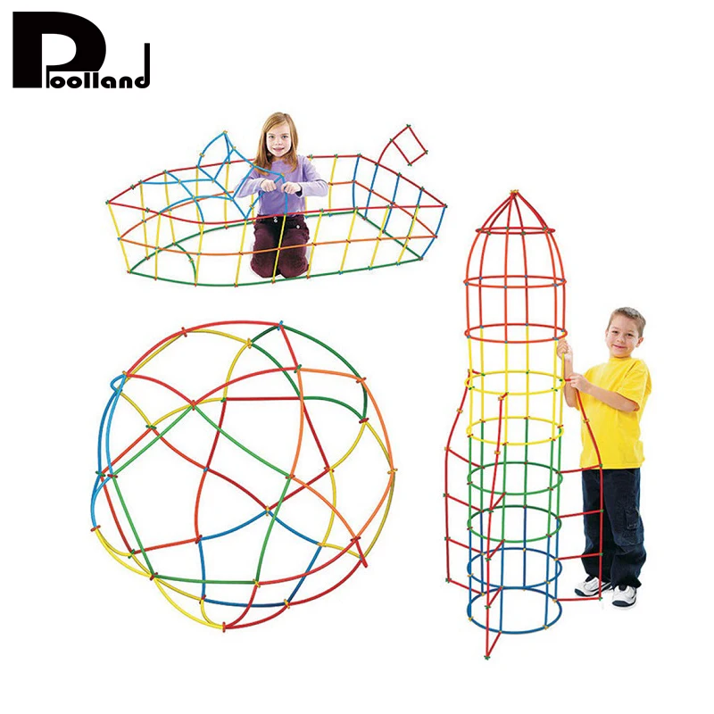 100 kozarcev/set Plastičnih 4D Slame gradnikov Skupne Smešno Razvoj Igrače Geometrijske Oblike Blok Za Fantje Dekleta