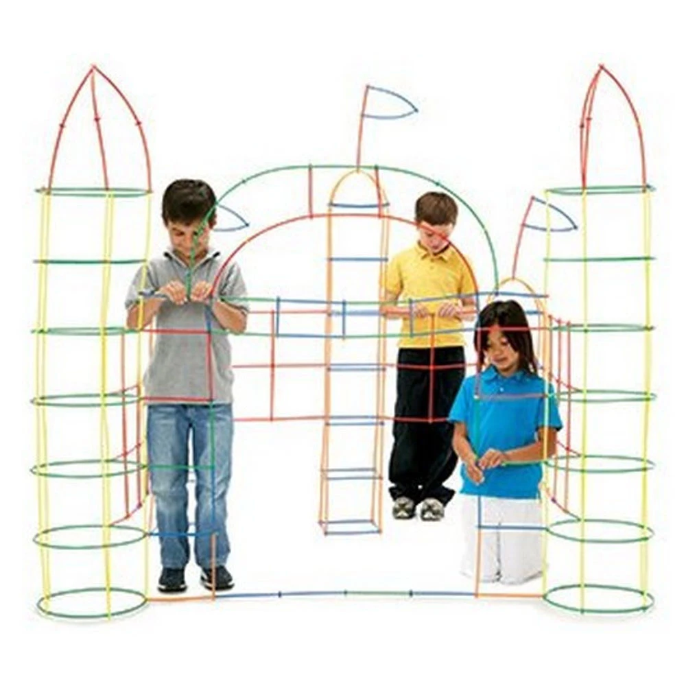 100 kozarcev/set Plastičnih 4D Slame gradnikov Skupne Smešno Razvoj Igrače Geometrijske Oblike Blok Za Fantje Dekleta