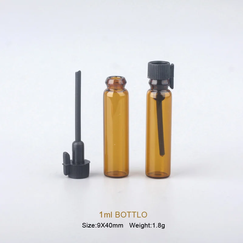 100 kozarcev/veliko 1ml Mini Prazno Eterična Olja Primeru Prenosni Amber Steklenici ponovno napolniti Stekleničke Parfuma Epruveto Vzorec za Darilo