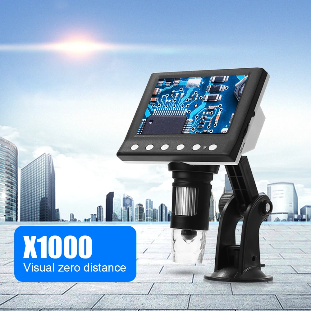 1000X Elektronski 4.3 Palčni Zaslon VGA Digitalni Mikroskop 8 LED Magnifier