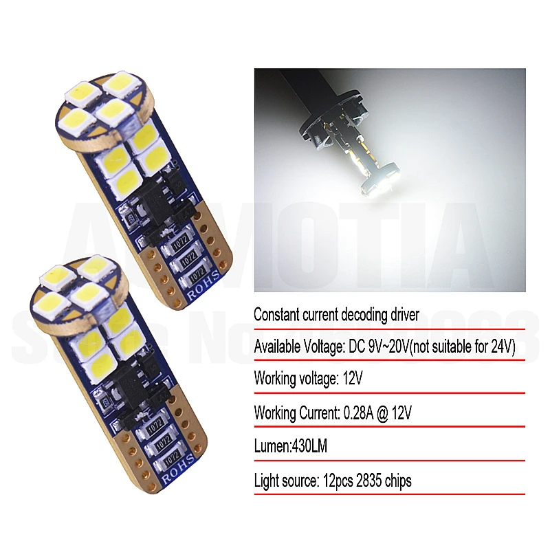 100x T10 LED 194 W5W 12 LED 501 Visoke Kakovosti 2835 SMD Avto Auto Turn Strani Tablice Svetlobe Oznaka Sijalka Žarnica CANBUS