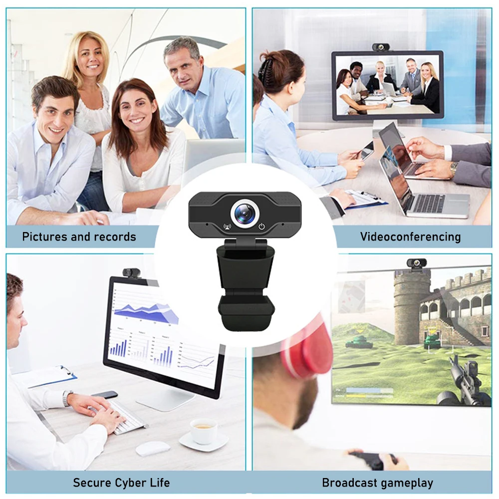 1080P HD Spletna kamera Vgrajen Mikrofon Smart Web Kamera, USB Pro Tok Kamera za Namizni PC Prenosni računalniki Za OS Windows Android