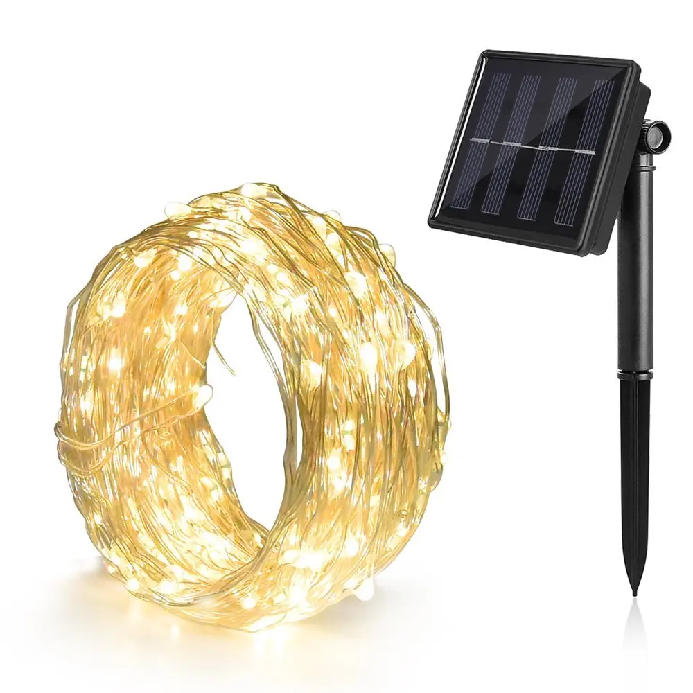 10M Solar Powered Niz Luči 100 LED Bakrene Žice Luči Nepremočljiva Pravljice Luči Zaprtih prostorih/na Prostem Teras Sončne Dekoracijo Svetlobe