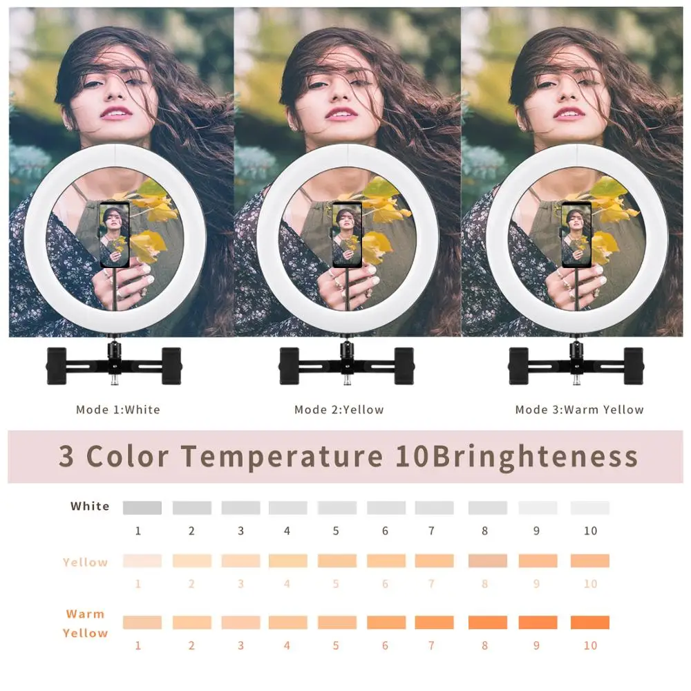 10palčni-18-inch Profesionalni LED Obroč Svetlobe s Stojalom USB Selfie Obroč Svetlobe Obroč Lučka za Tik Tok Youtube Make up Živo