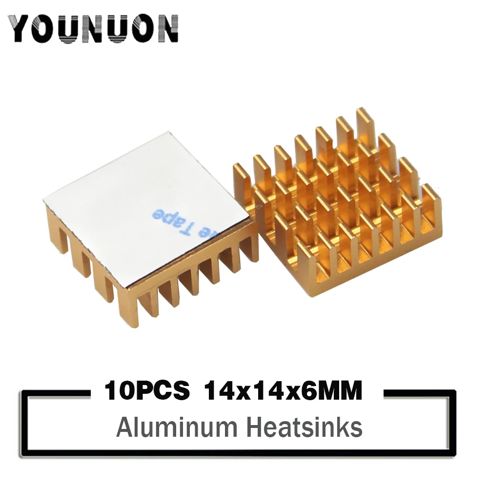 10pcs 14x14x6mm Zlati Aluminija HeatSink Radiator za Računalniški Čip LED Moč IC Tranzistor