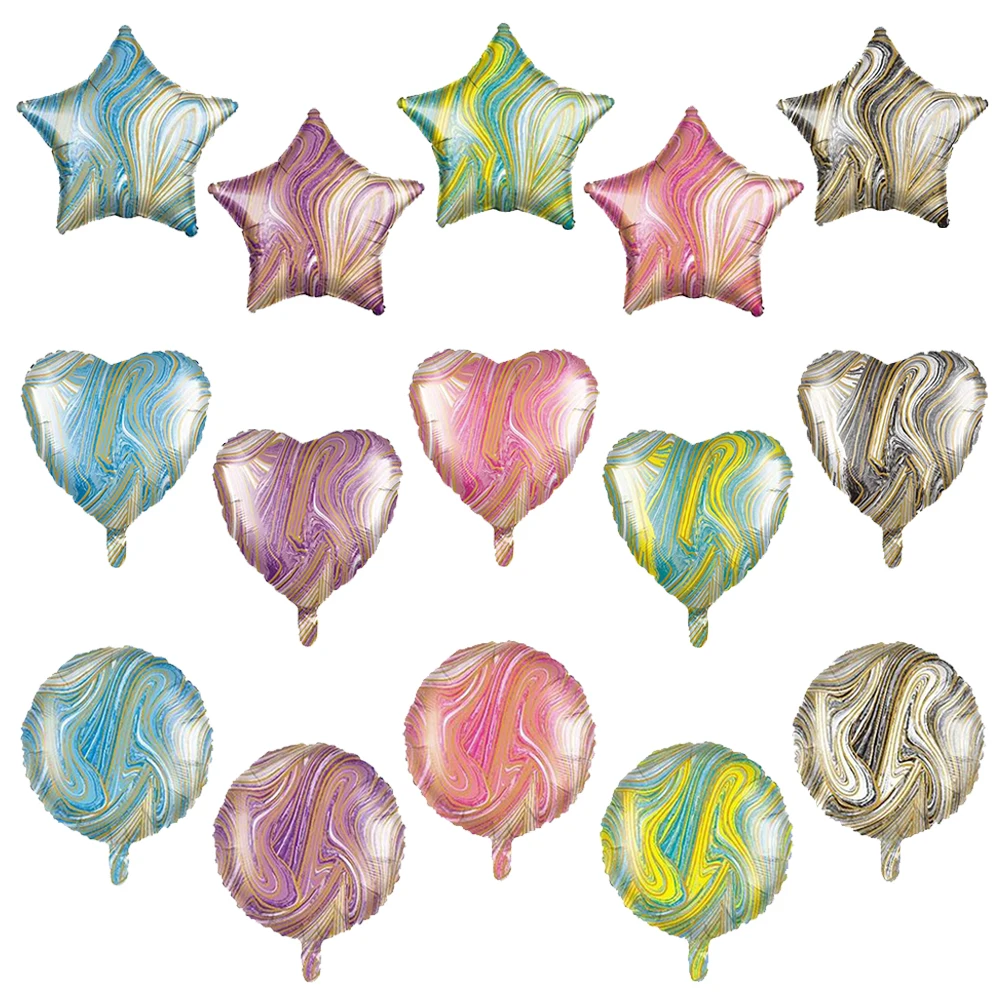 10pcs 18 inch mešani marmorja baloni star srce folija baloni poroko, rojstni dan dekoracijo helij globos pentagram zraka kroglice