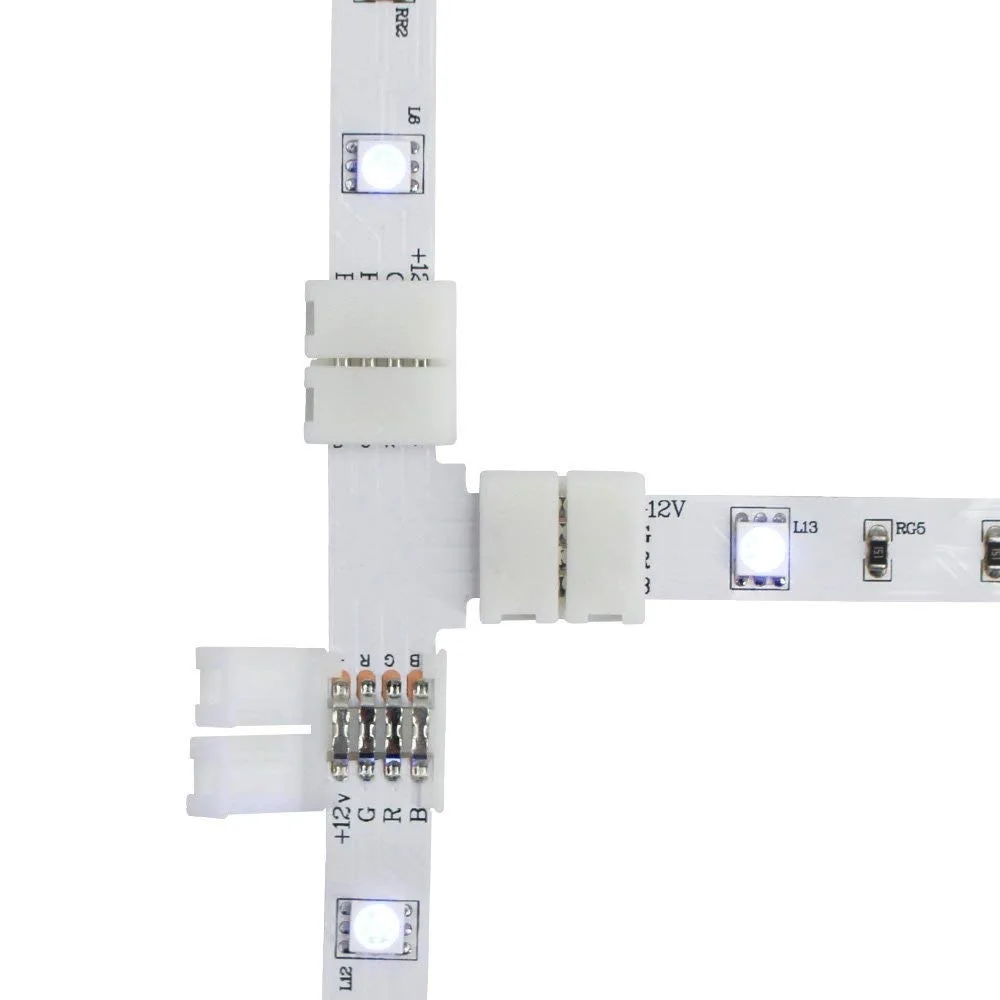 10pcs 4Pin L T + Oblike LED Trak Priključek 8 mm 10 mm Solderless Kotu Priključek Za Sobe vodotesno 2835 5050 RGB LED Trakovi